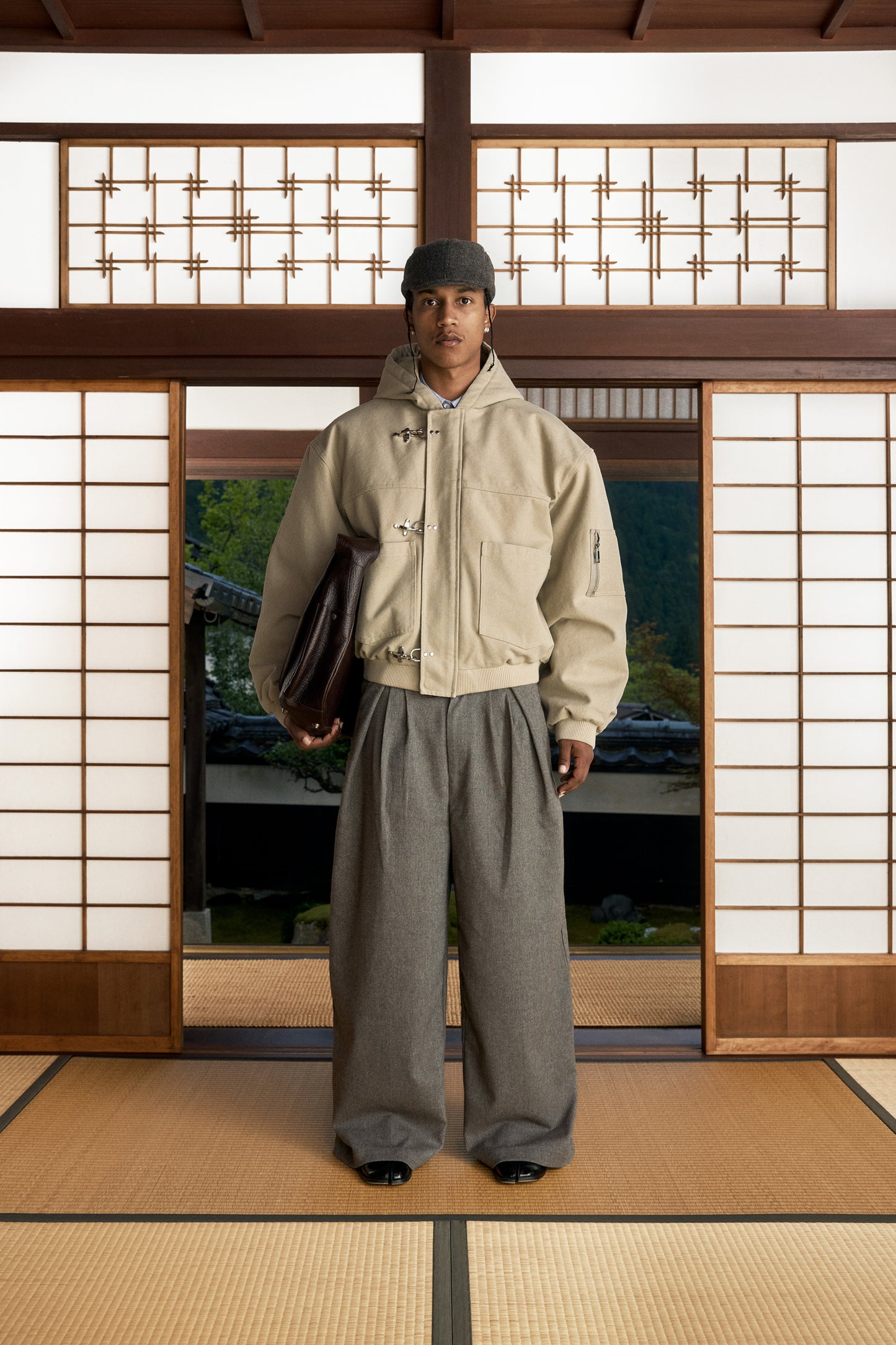 Shige 15oz Khaki Canvas Clasp Bomber Jacket