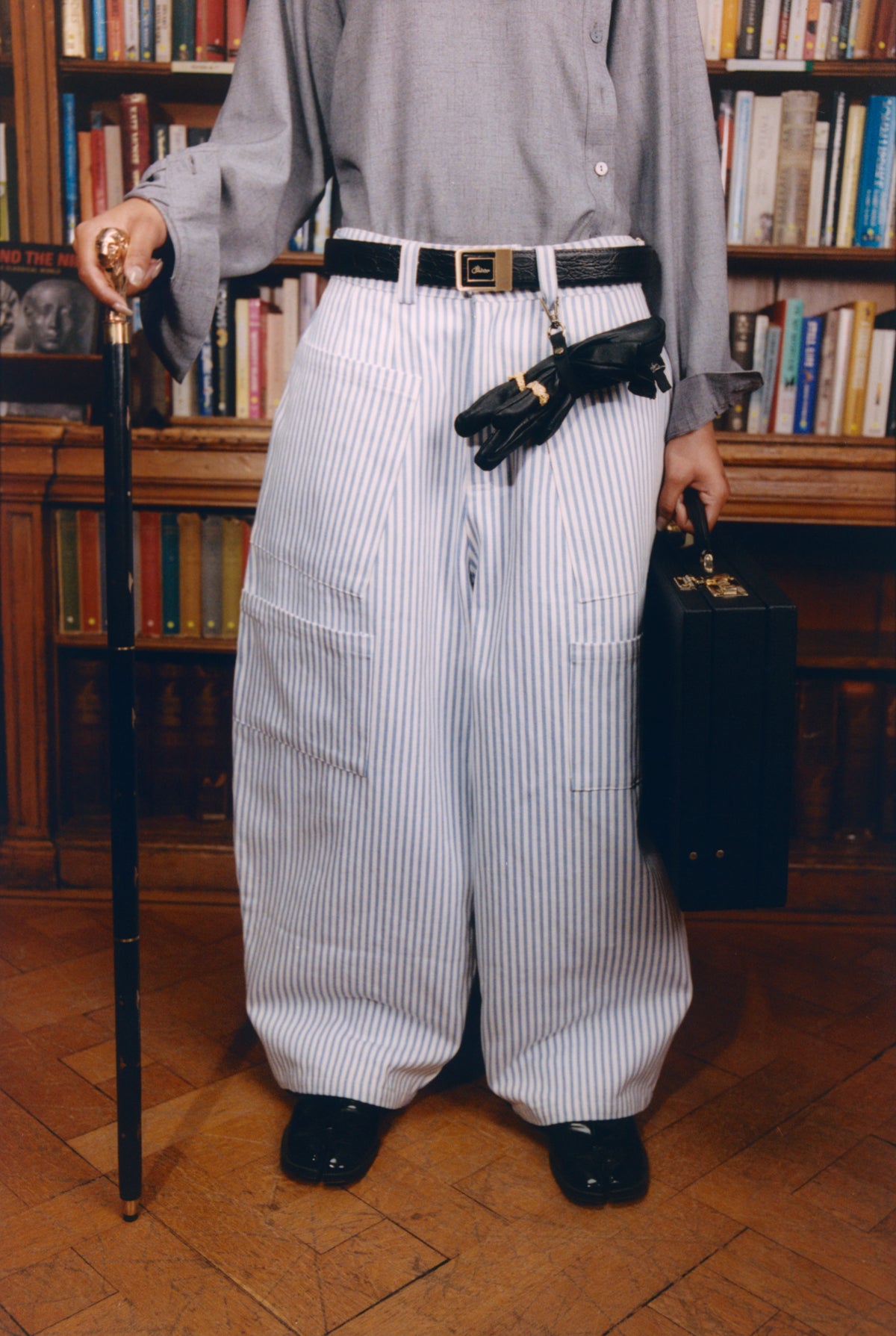 Tomokazu Canvas Balloon Pinstripe Pants