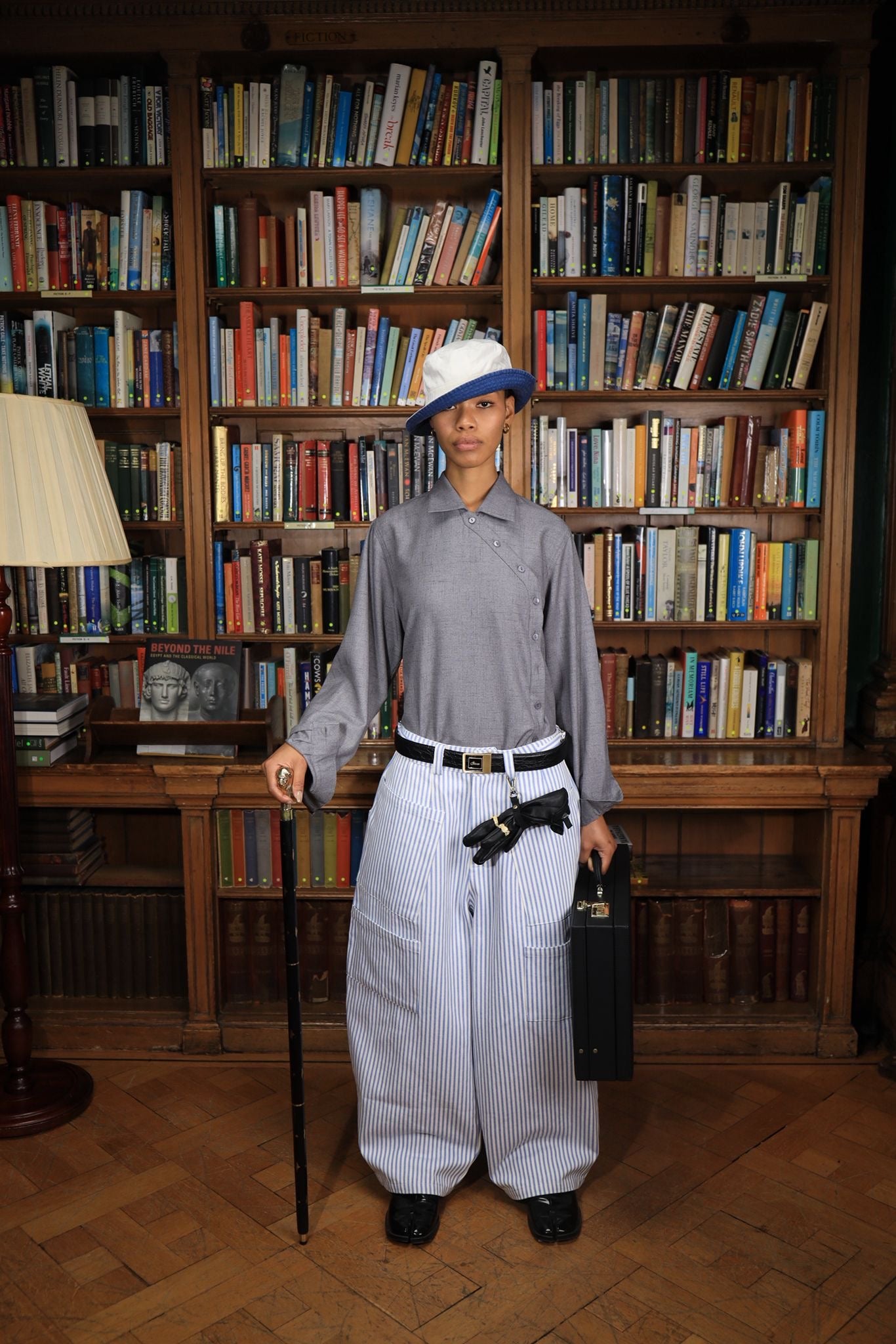 Tomokazu Canvas Balloon Pinstripe Pants