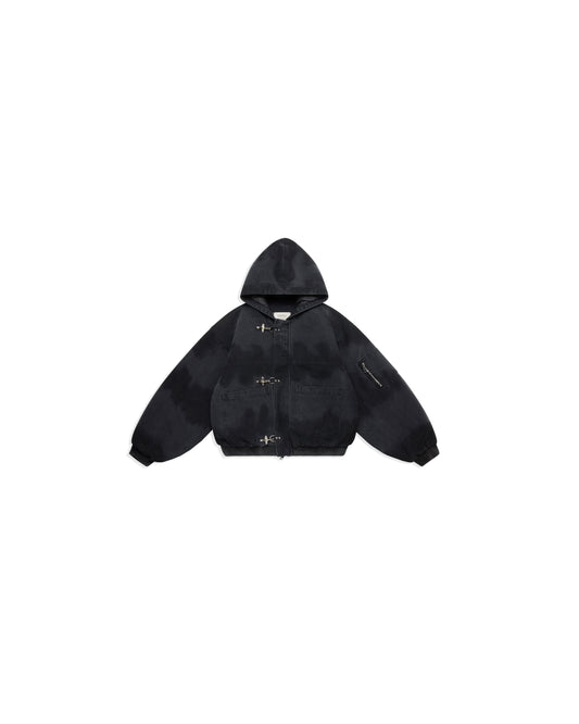 Shige 15oz Washed Black Canvas Clasp Bomber Jacket