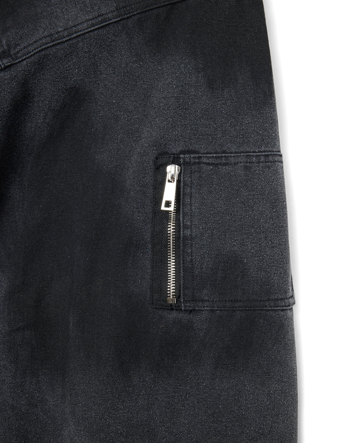 Shige 15oz Washed Black Canvas Clasp Bomber Jacket