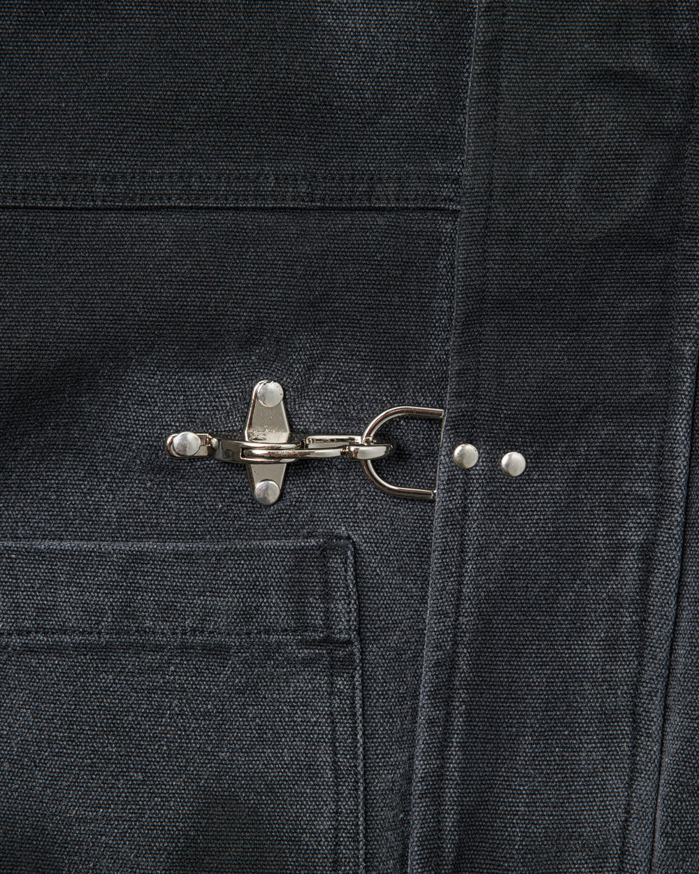 Shige 15oz Washed Black Canvas Clasp Bomber Jacket