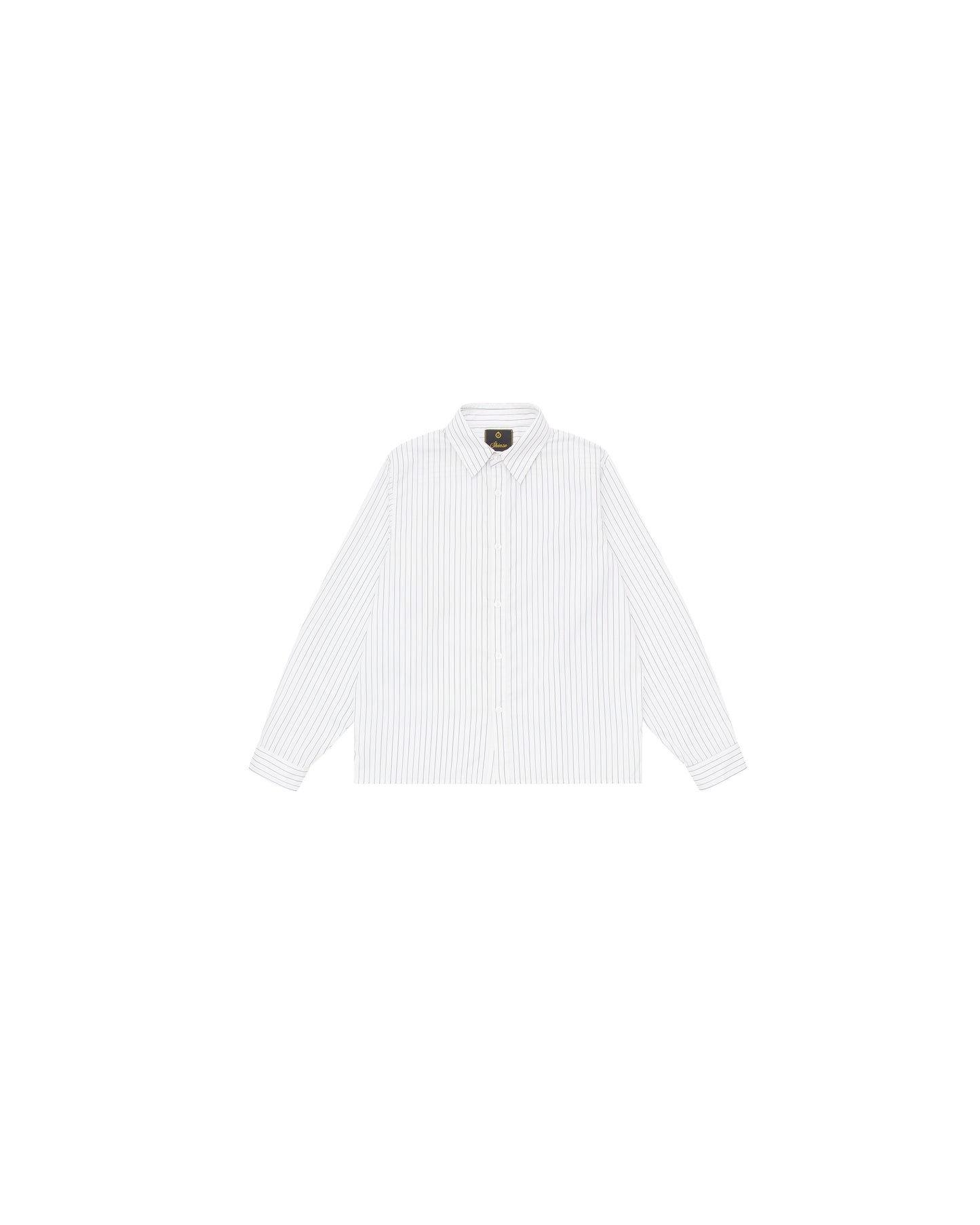 Sūtsu Cropped White/Black Pinstripe Button Up Shirting