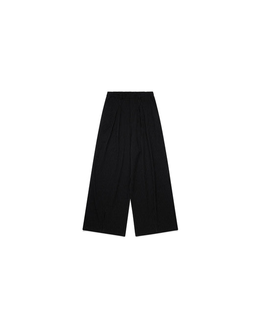Ukiyo Black Pleated Wide Leg Pinstripe Pants