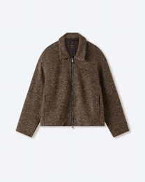 Brown Speckled Wool Zip Up Jacket