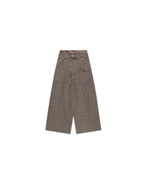 Gyokudō Light Brown Adjustable Pleated Wide Leg Wool Suit Pants