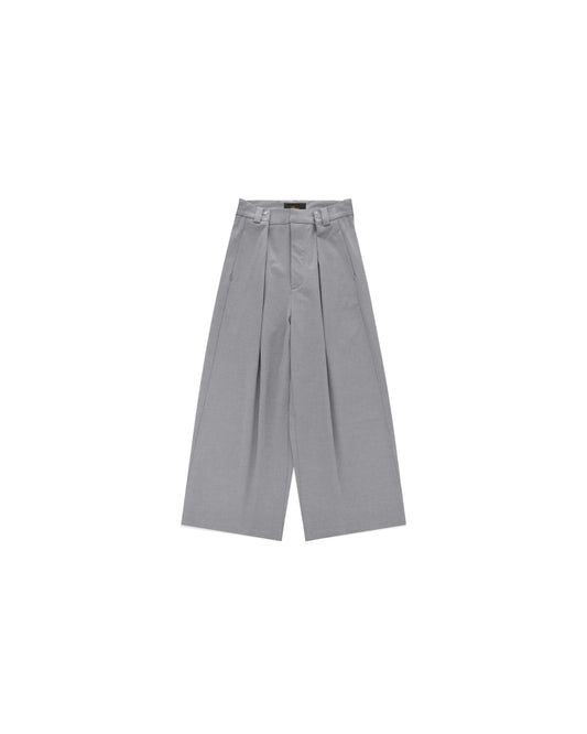 Gyokudō Grey Adjustable Pleated Wide Leg Suit Pants